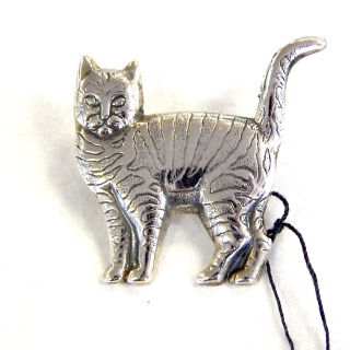 Sterling Silver Cat Brooch | Napier Antiques