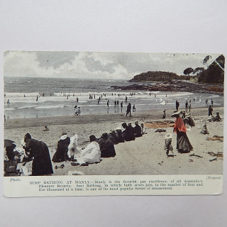 Antique SURF BATHING AT MANLY Australia Postcard