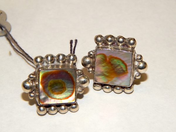 Pair of Stg Silver and Paua screw on earrings