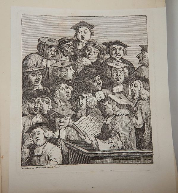 Antique Print , Scholars at a lecture by W.Hogarth
