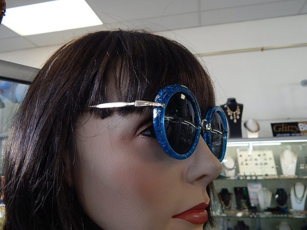 Blue Sparkle Sun Glasses