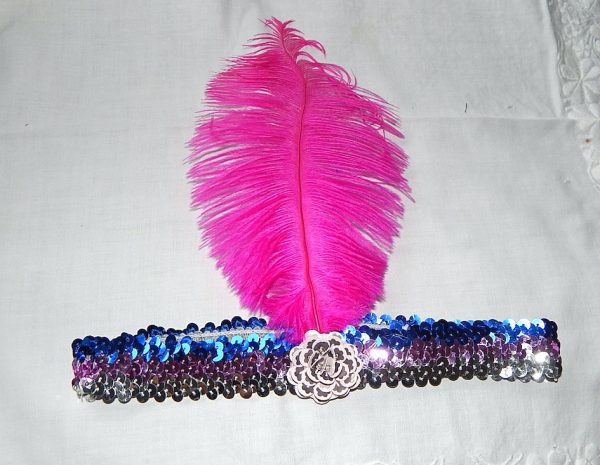 Pretty pink feathered Art Deco Headband