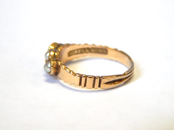 Antique 15ct gold Turquoise and Seed Pearl Ring - Image 3