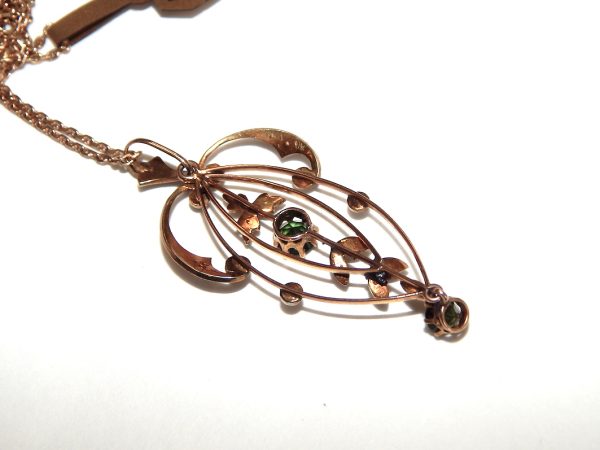 Antique Tourmaline and seed Pearl Pendant Necklace - Image 3