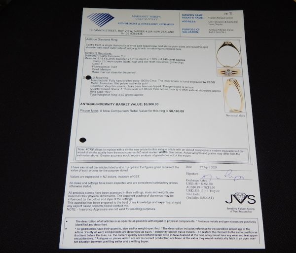 18ct Yellow and White Gold Antique Diamond Ring - Image 2