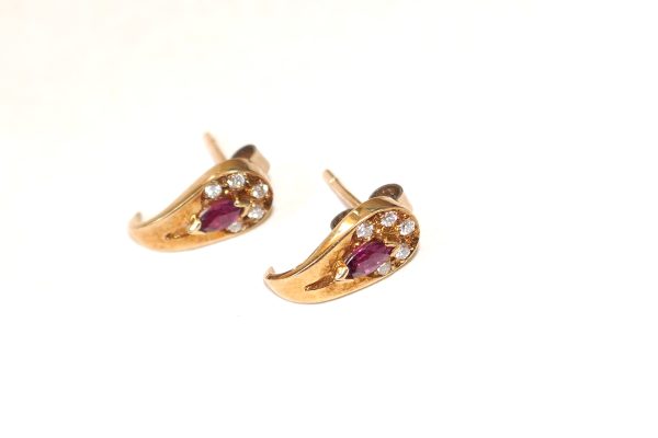 9ct Gold Ruby and Diamond Stud Earrings