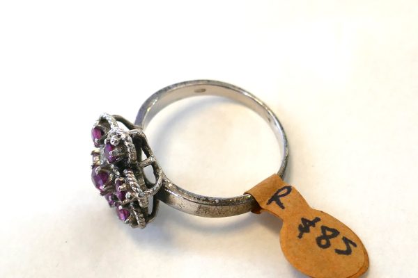 Sterling Silver and Ruby Cluster Ring - Image 2