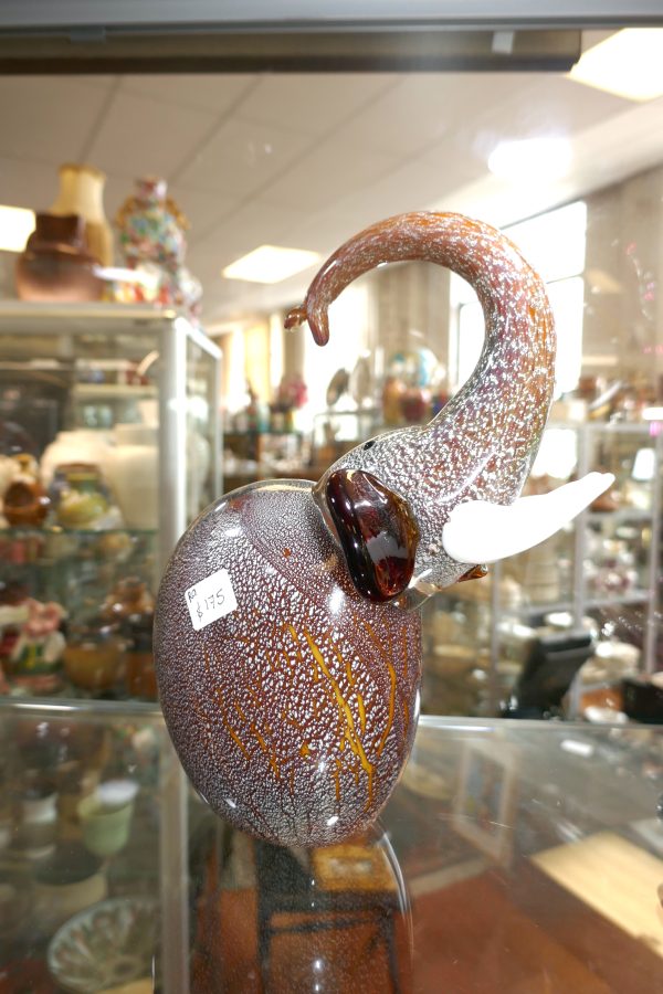 Happy Chubby Trumpeting Glass Elephant