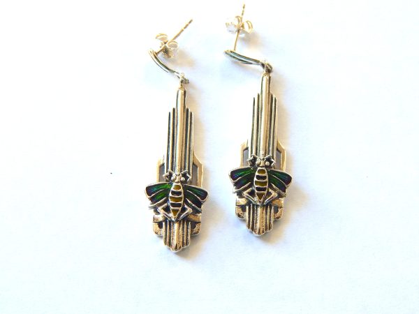 Sterling Silver Art Nouveau Inspired Drop Earrings