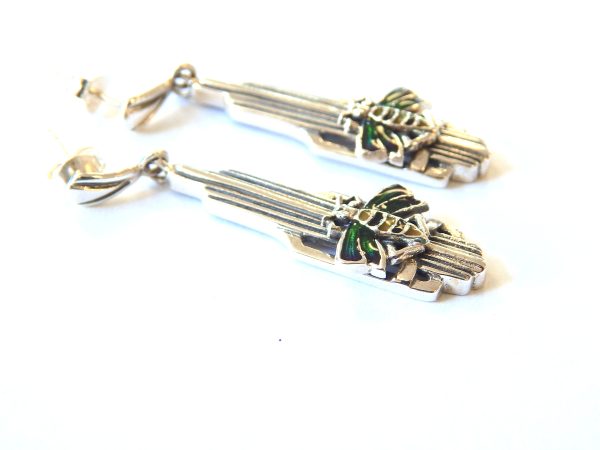 Sterling Silver Art Nouveau Inspired Drop Earrings - Image 2