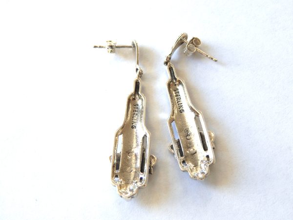 Sterling Silver Art Nouveau Inspired Drop Earrings - Image 3