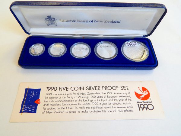 1990 NZ Five Coin Silver Proof Set