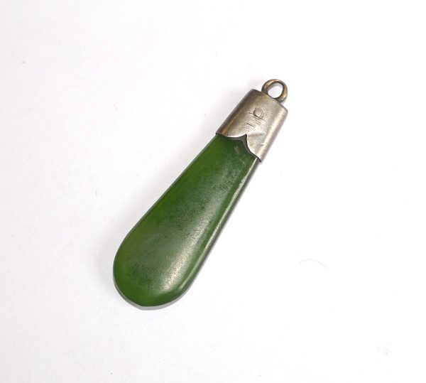 Sterling Silver Pounamu , ( Greenstone ) fob pendant