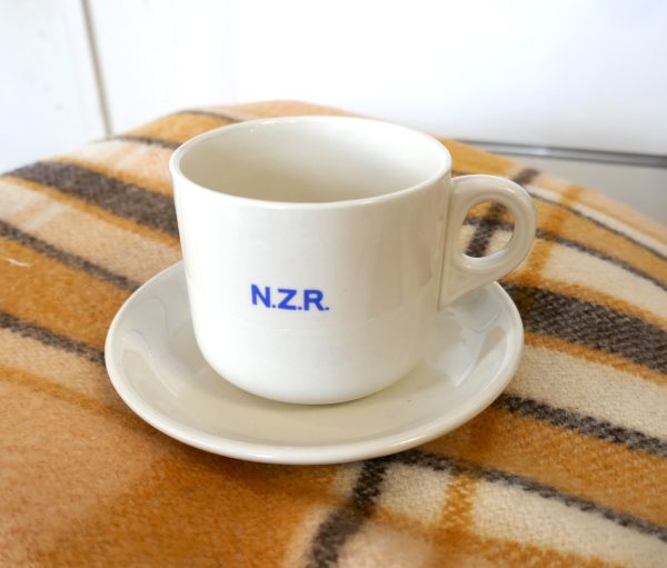 N.Z.R cup and saucer 1986 Raurimu Spiral