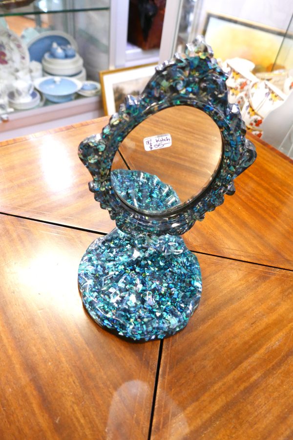 NZ Paua Shell in Resin table top Mirror