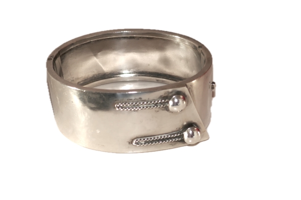 Antique Sterling Silver Button snap Bracelet