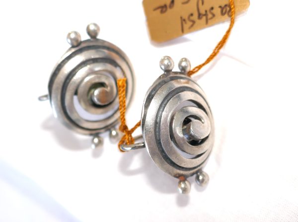 Mexican Silver SWIRL screw on earrings