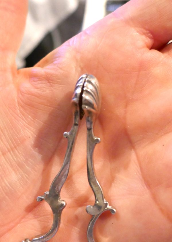 Early Sterling Silver Scissor Type Tongs - Image 5