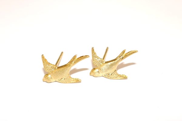 Pr of wee Gold Plated,Sterling Silver Swallow earrings