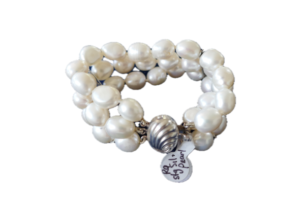Stg Silver and Fresh Water pearl Bracelet - Image 5