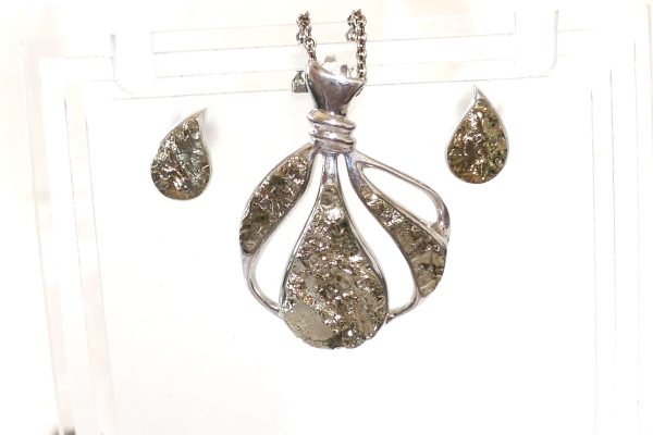 Pyrite & Sterling Silver Necklace and Earring set
