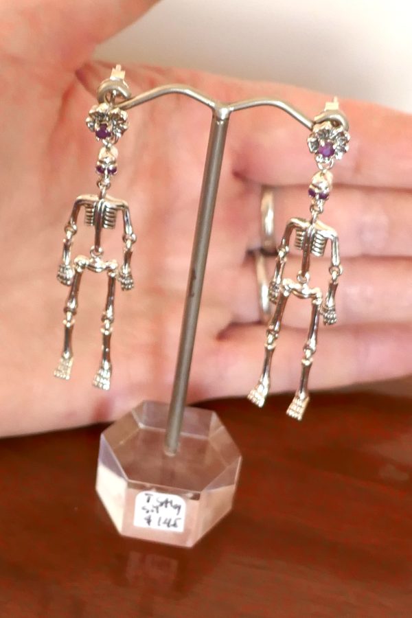 Sterling Silver Skeleton Drop Earrings - Image 5