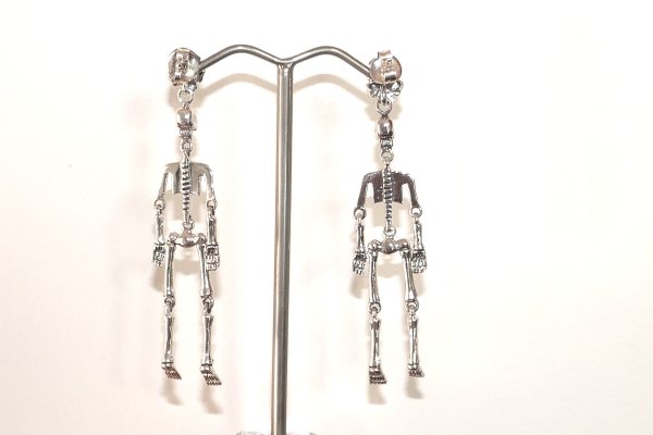 Sterling Silver Skeleton Drop Earrings - Image 3