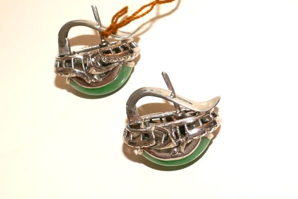14ct white gold and Jade earrings - Image 3