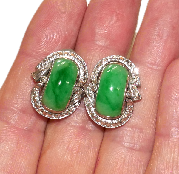 14ct white gold and Jade earrings