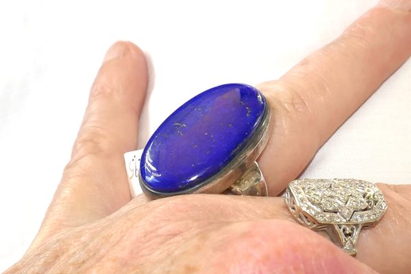 Lapis lazuli Sterling Silver ring with large stone - Image 4