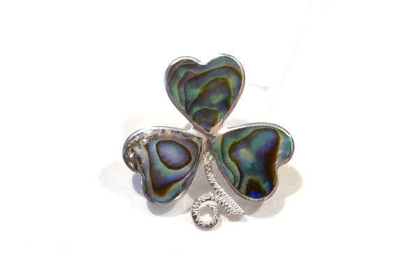 3 leaf clover, Silver and Paua shell brooch