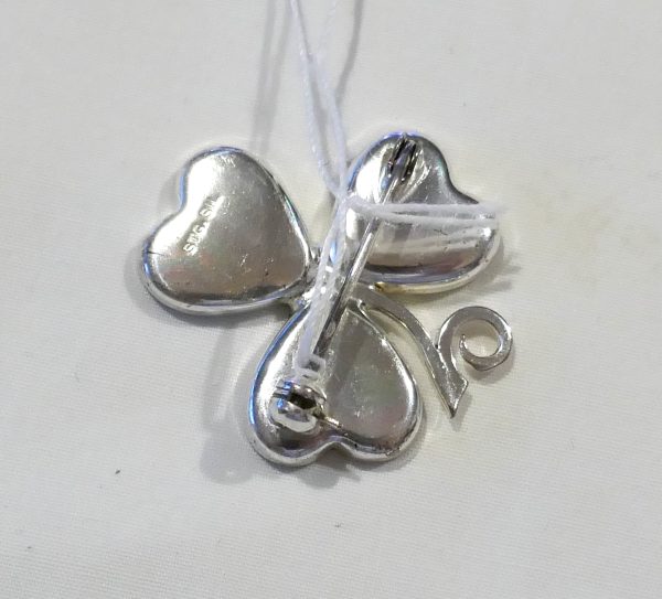 3 leaf clover, Silver and Paua shell brooch - Image 2