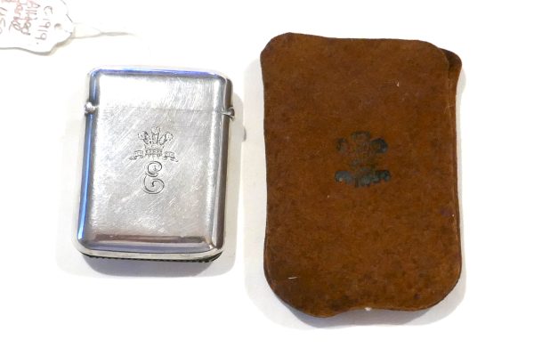 Antique Silver Vesta Box with Prince of Wales Feather insignia