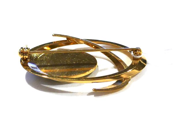 Gold Plated NZ Greenstone Brooch - Image 2