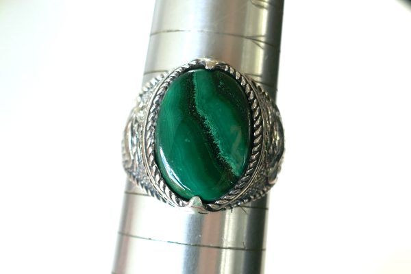 New Malachite & Sterling Silver,  Eagle Signet Ring - Image 2