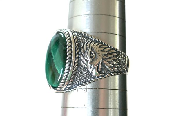 New Malachite & Sterling Silver,  Eagle Signet Ring