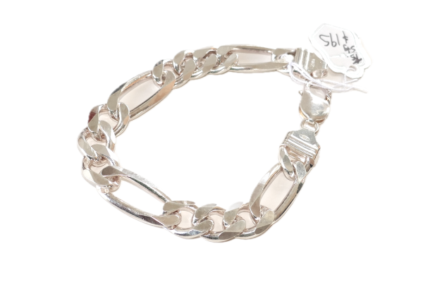 New 32 gram Silver Figaro Chain Bracelet