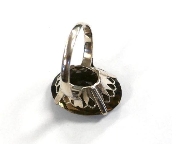 Vintage Stg Silver and Smokey Quartz Ring - Image 4