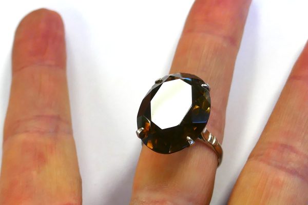 Vintage Stg Silver and Smokey Quartz Ring - Image 5