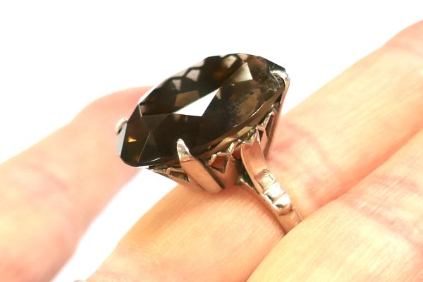 Vintage Stg Silver and Smokey Quartz Ring