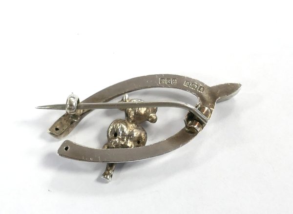 Antique Stg Silver Lincoln Imp Wishbone brooch - Image 2