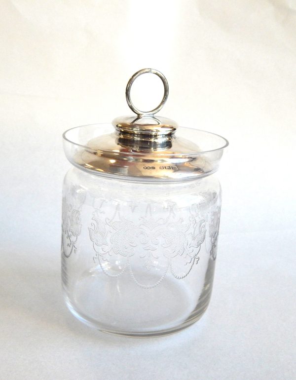 Antqiue Jam Jar with Sterling Silver Lid - Image 2