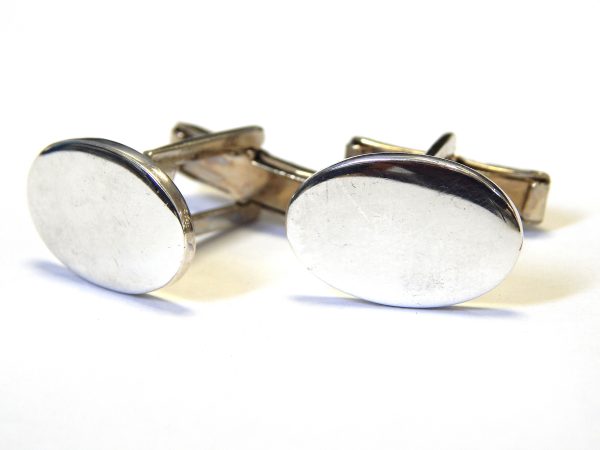 Classic Timeless Oval Sterling Silver Cuff Links