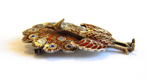 Vintage "Siam" Silver & Enamel Peacock Brooch - Image 2