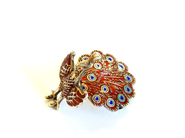 Vintage "Siam" Silver & Enamel Peacock Brooch - Image 3
