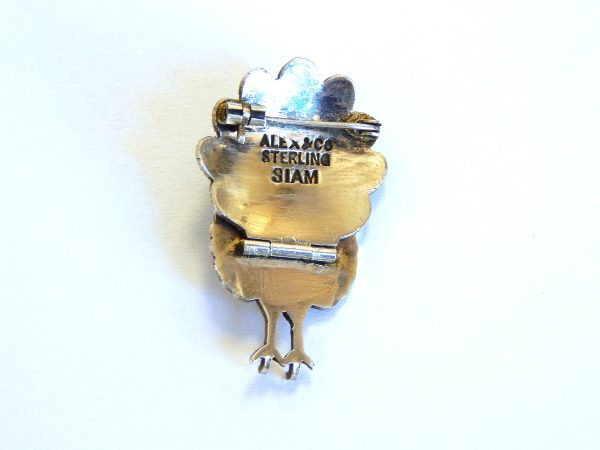 Vintage "Siam" Silver & Enamel Peacock Brooch - Image 4