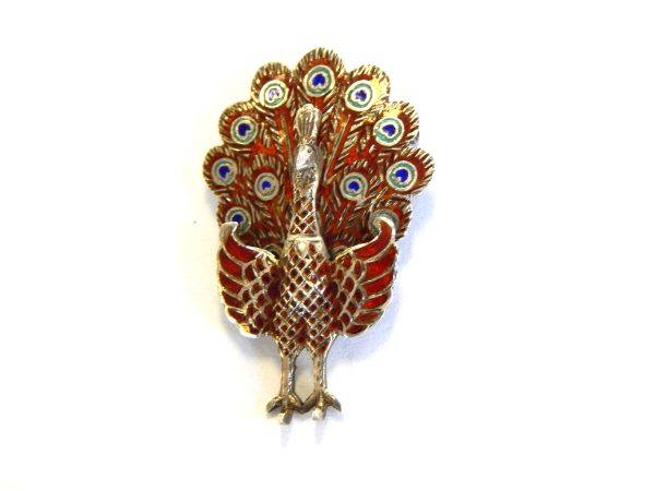 Vintage "Siam" Silver & Enamel Peacock Brooch