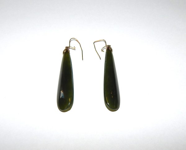 Vintage Greenstone Drop Earrings - Image 3
