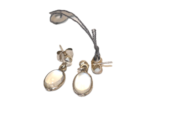 Antique Silver and Moonstone little drop earrings - Image 2