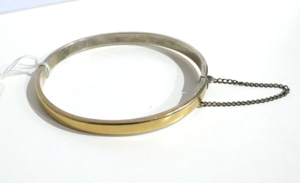 Thin sterling silver 1/5th 9ct gold,  snap bracelet - Image 2